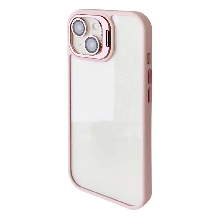 WANLONFENG NKS Series For iPhone 14 Acrylic Phone Case Kickstand Cover with Screen Film and Lens Film