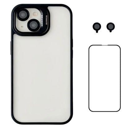 WANLONFENG NKS Series For iPhone 14 Acrylic Phone Case Kickstand Cover with Screen Film and Lens Film