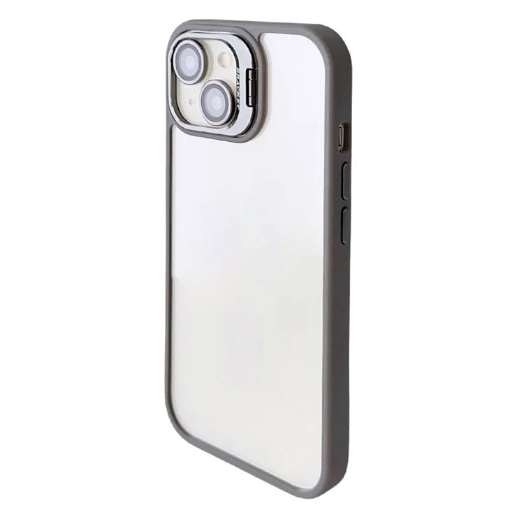 WANLONFENG NKS Series For iPhone 14 Acrylic Phone Case Kickstand Cover with Screen Film and Lens Film