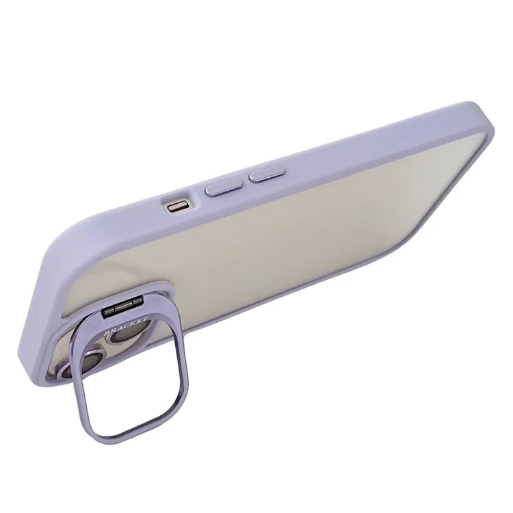 WANLONFENG NKS Series For iPhone 14 Acrylic Phone Case Kickstand Cover with Screen Film and Lens Film