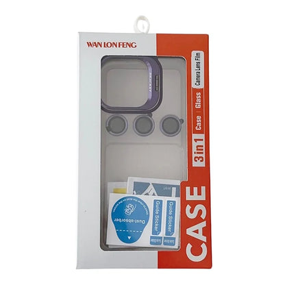 WANLONFENG NKS Series For iPhone 14 Acrylic Phone Case Kickstand Cover with Screen Film and Lens Film