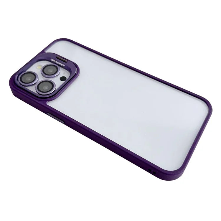 WANLONFENG NKS Series For iPhone 14 Pro Acrylic Phone Case Kickstand Cover with Screen Film and Lens Film