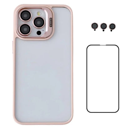 WANLONFENG NKS Series For iPhone 14 Pro Acrylic Phone Case Kickstand Cover with Screen Film and Lens Film