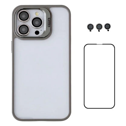 WANLONFENG NKS Series For iPhone 14 Pro Acrylic Phone Case Kickstand Cover with Screen Film and Lens Film