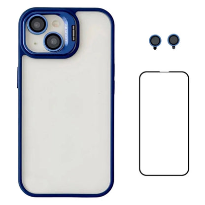 WANLONFENG NKS Series For iPhone 15 Acrylic Phone Case Kickstand Cover with Screen Film and Lens Film
