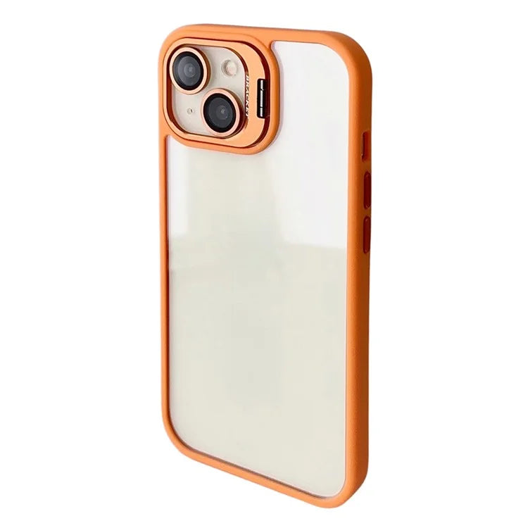 WANLONFENG NKS Series For iPhone 15 Acrylic Phone Case Kickstand Cover with Screen Film and Lens Film