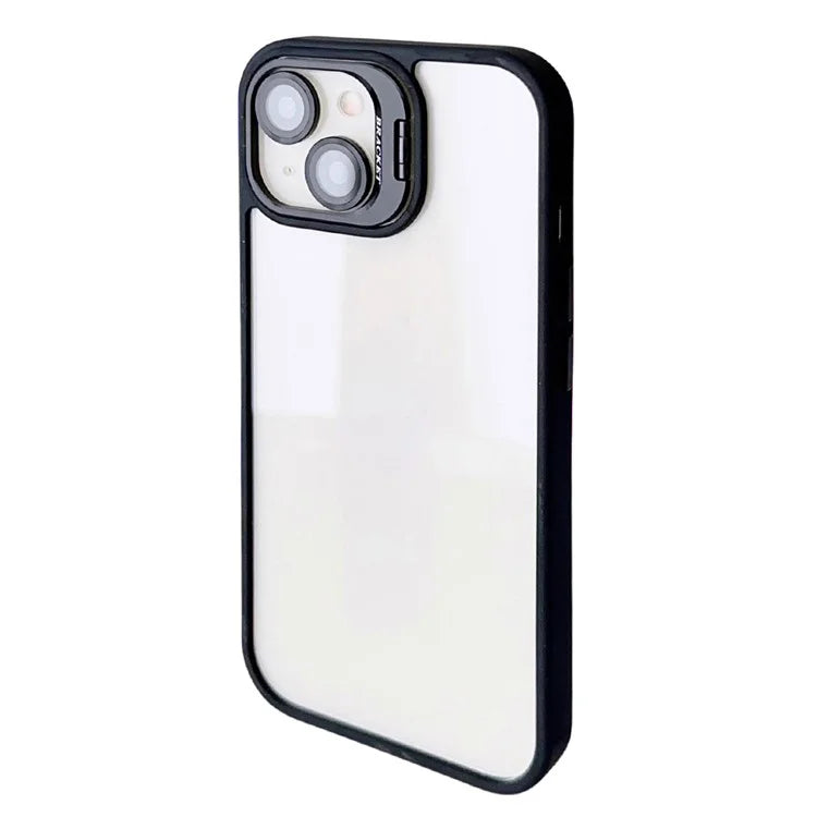 WANLONFENG NKS Series For iPhone 15 Acrylic Phone Case Kickstand Cover with Screen Film and Lens Film