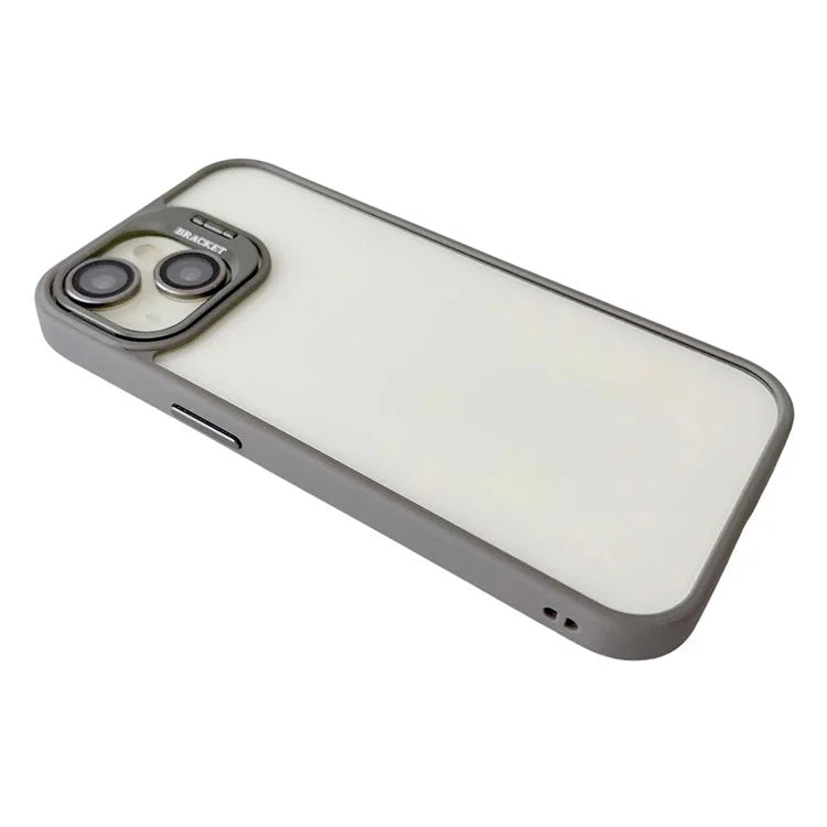 WANLONFENG NKS Series For iPhone 15 Acrylic Phone Case Kickstand Cover with Screen Film and Lens Film