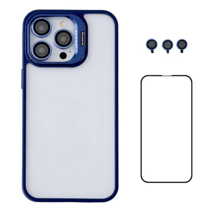 WANLONFENG NKS Series For iPhone 15 Pro Max Acrylic Phone Case Kickstand Cover with Screen Film and Lens Film