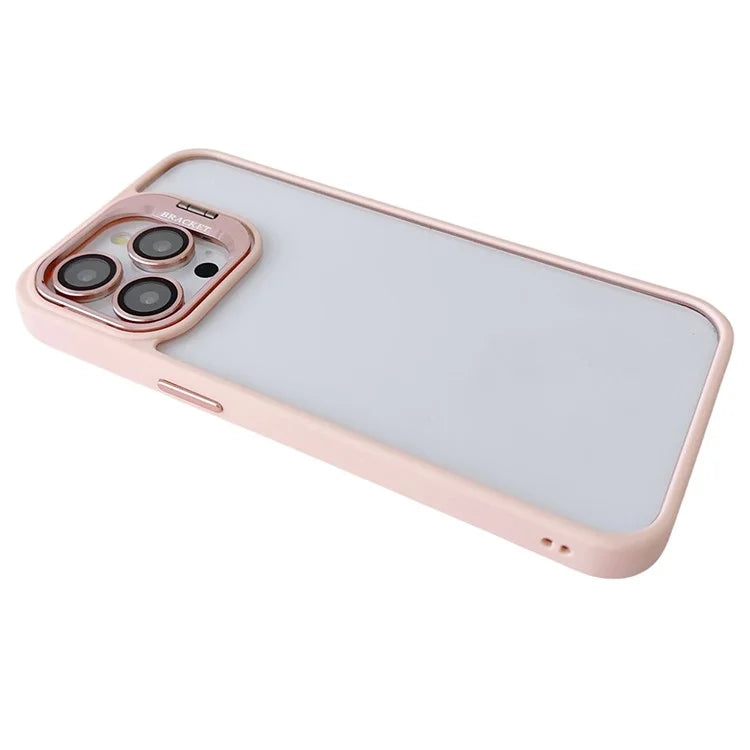 WANLONFENG NKS Series For iPhone 15 Pro Max Acrylic Phone Case Kickstand Cover with Screen Film and Lens Film
