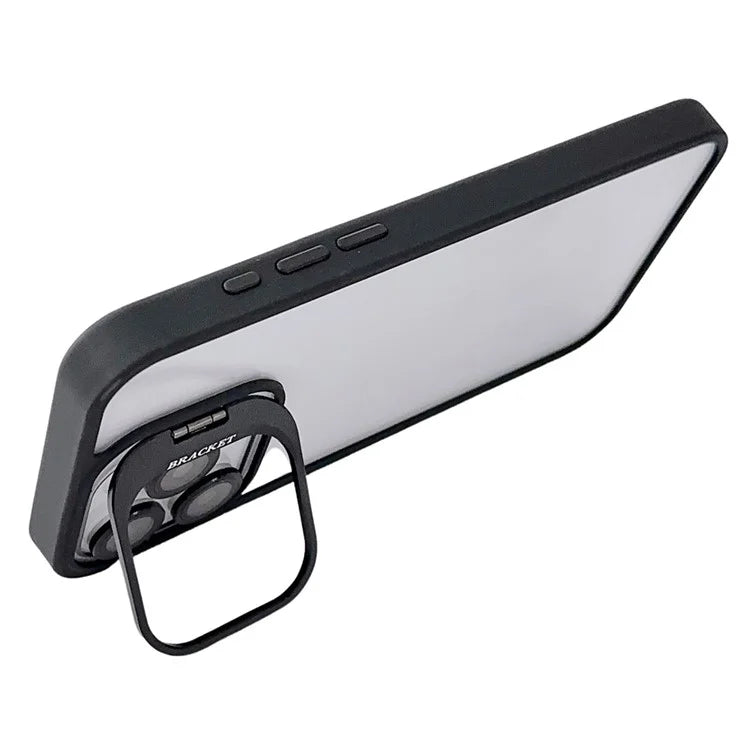 WANLONFENG NKS Series For iPhone 15 Pro Max Acrylic Phone Case Kickstand Cover with Screen Film and Lens Film