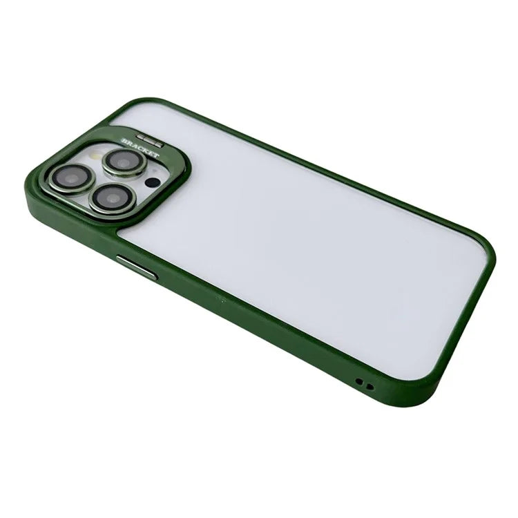 WANLONFENG NKS Series For iPhone 15 Pro Max Acrylic Phone Case Kickstand Cover with Screen Film and Lens Film