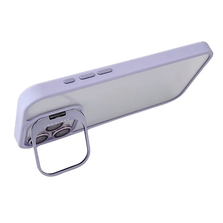 WANLONFENG NKS Series For iPhone 15 Pro Max Acrylic Phone Case Kickstand Cover with Screen Film and Lens Film