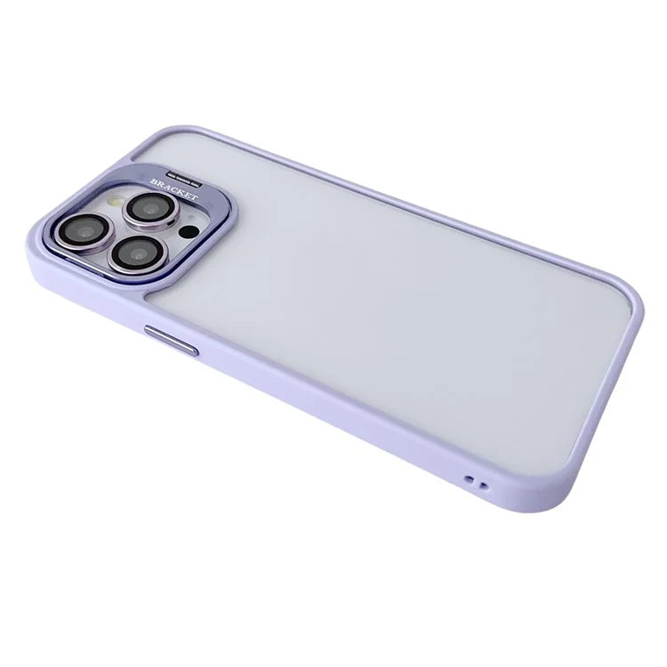 WANLONFENG NKS Series For iPhone 15 Pro Max Acrylic Phone Case Kickstand Cover with Screen Film and Lens Film