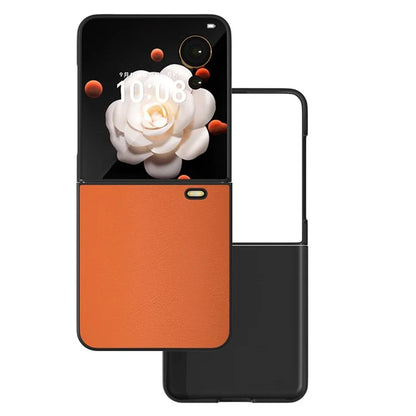 For Honor Magic V Flip 5G Case PU Leather Coated Hard PC Folding Phone Cover