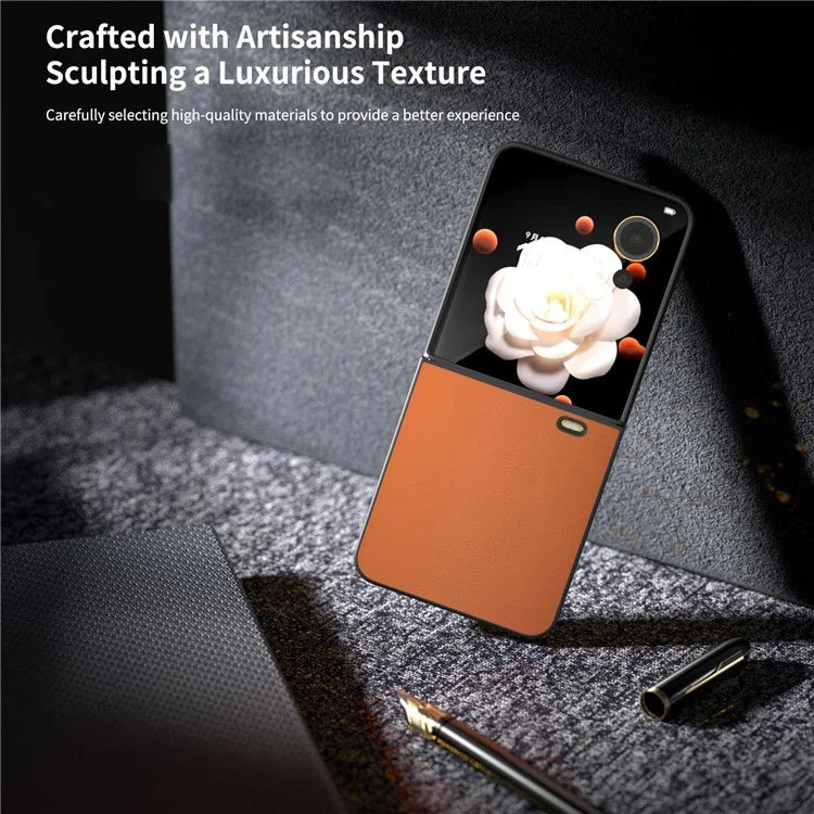 For Honor Magic V Flip 5G Case PU Leather Coated Hard PC Folding Phone Cover