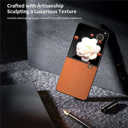 For Honor Magic V Flip 5G Case PU Leather Coated Hard PC Folding Phone Cover