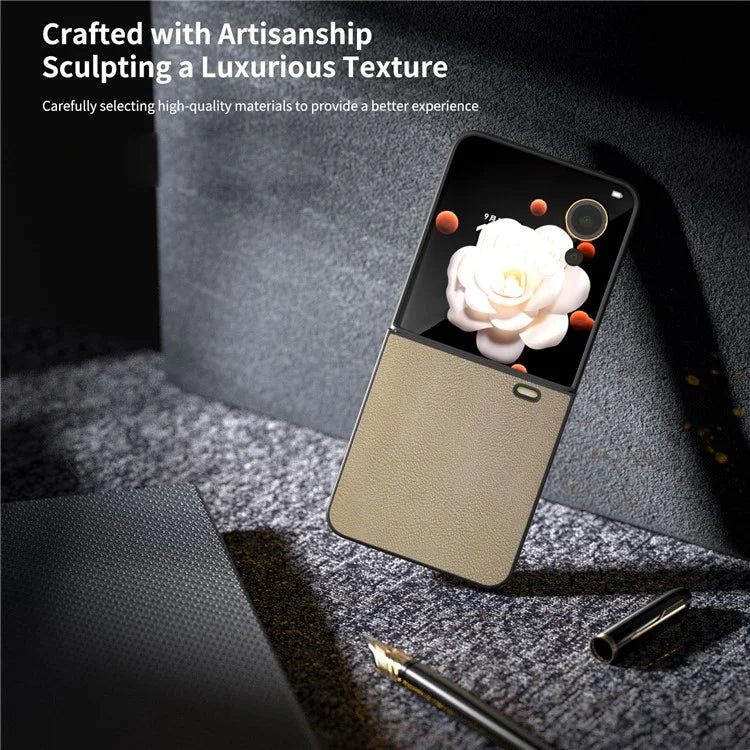 For Honor Magic V Flip 5G Case PU Leather Coated Hard PC Folding Phone Cover