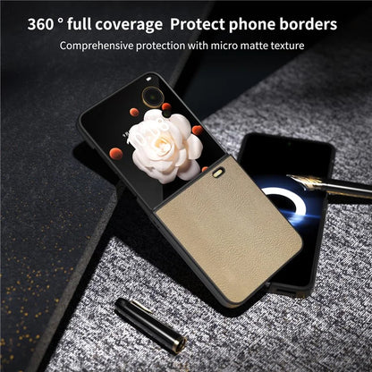 For Honor Magic V Flip 5G Case PU Leather Coated Hard PC Folding Phone Cover