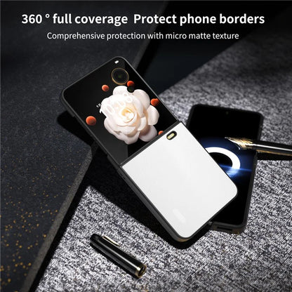 For Honor Magic V Flip 5G Case PU Leather Coated Hard PC Folding Phone Cover