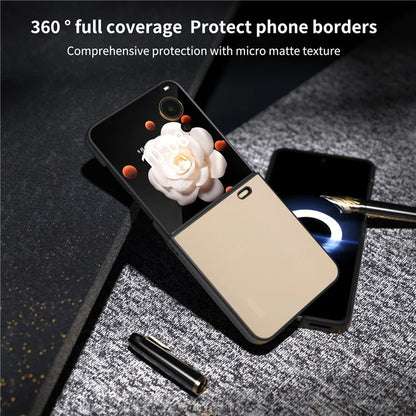 For Honor Magic V Flip 5G Case PU Leather Coated Hard PC Folding Phone Cover