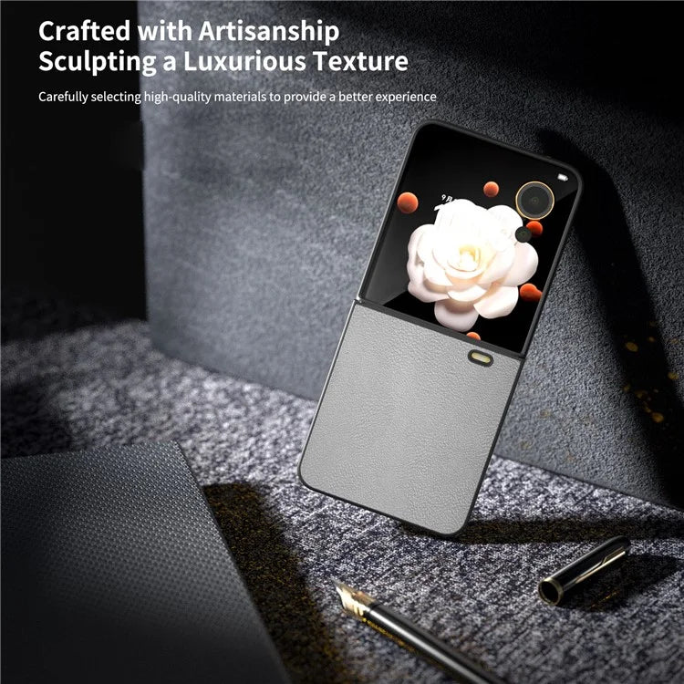 For Honor Magic V Flip 5G Case PU Leather Coated Hard PC Folding Phone Cover