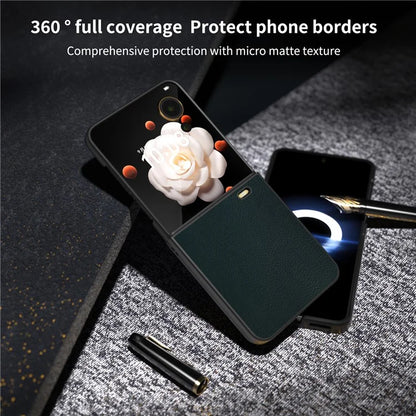 For Honor Magic V Flip 5G Case PU Leather Coated Hard PC Folding Phone Cover
