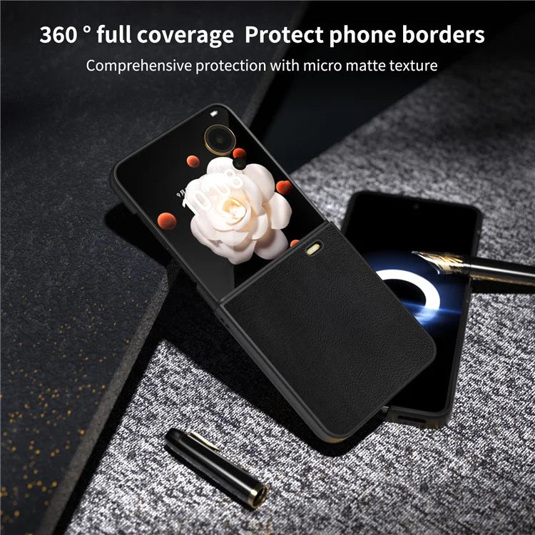 For Honor Magic V Flip 5G Case PU Leather Coated Hard PC Folding Phone Cover