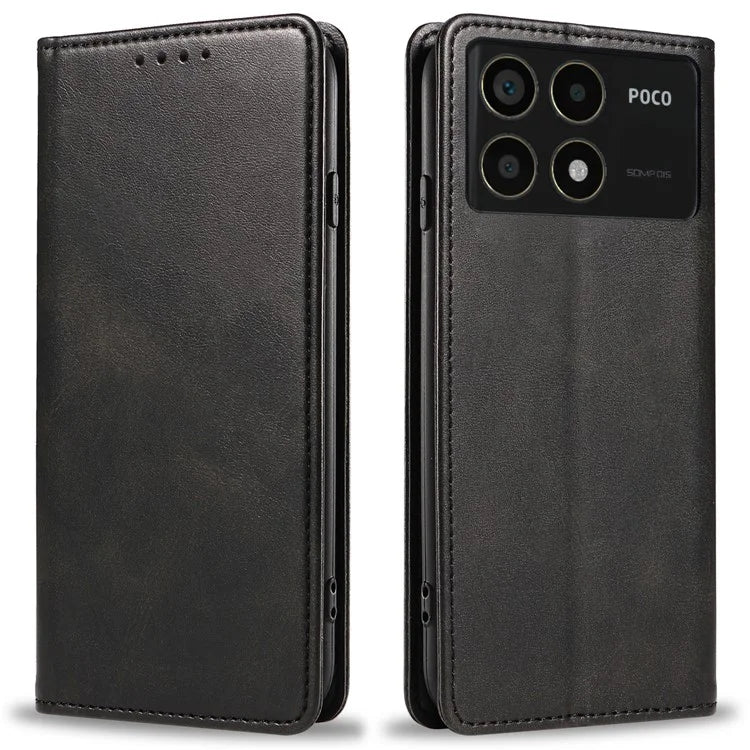 For Xiaomi Redmi K70 5G / K70 Pro 5G / Poco F6 Pro 5G Case Stand Leather Phone Cover Calf Texture
