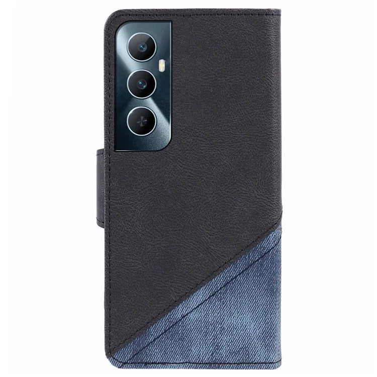 For Realme C65 4G Case Texture Splicing Leather Stand Phone Cover