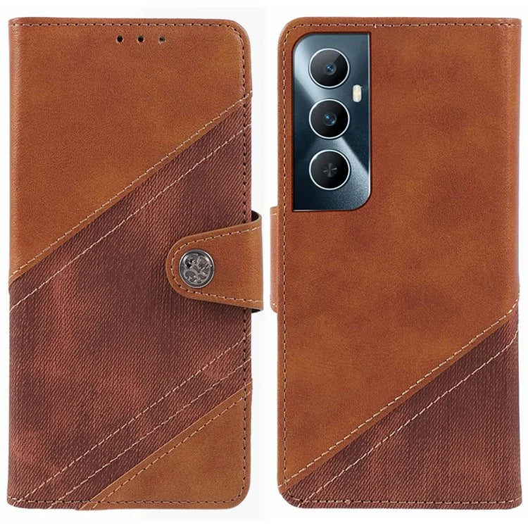 For Realme C65 4G Case Texture Splicing Leather Stand Phone Cover