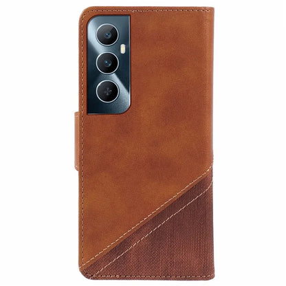 For Realme C65 4G Case Texture Splicing Leather Stand Phone Cover