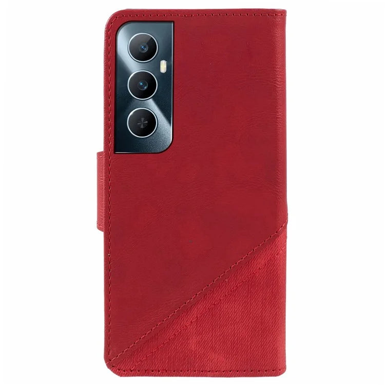 For Realme C65 4G Case Texture Splicing Leather Stand Phone Cover