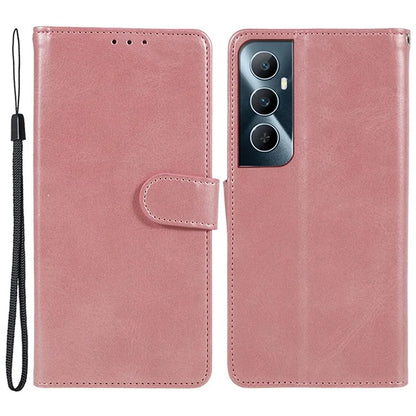 For Realme C65 4G Case Leather Calf Texture Busines Phone Cover with Card Holders Stand Function