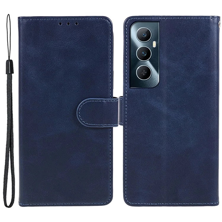 For Realme C65 4G Case Leather Calf Texture Busines Phone Cover with Card Holders Stand Function