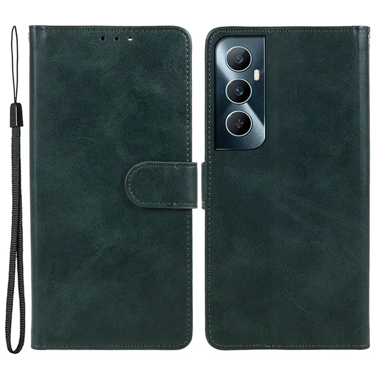For Realme C65 4G Case Leather Calf Texture Busines Phone Cover with Card Holders Stand Function