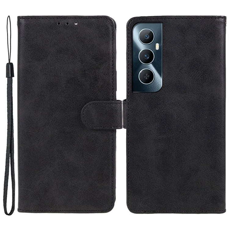 For Realme C65 4G Case Leather Calf Texture Busines Phone Cover with Card Holders Stand Function