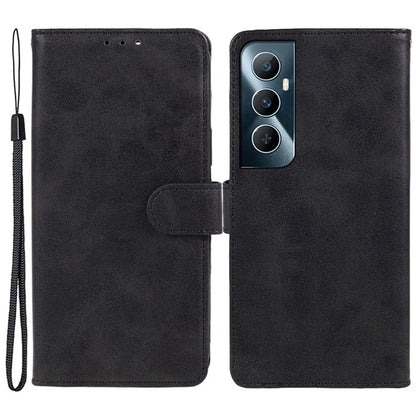 For Realme C65 4G Case Leather Calf Texture Busines Phone Cover with Card Holders Stand Function