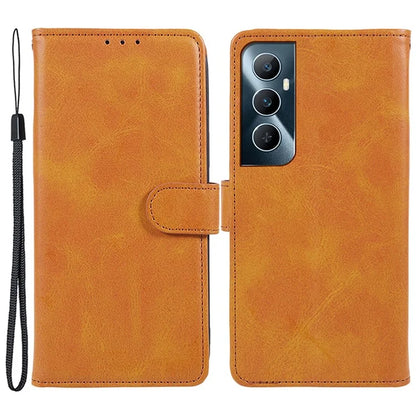 For Realme C65 4G Case Leather Calf Texture Busines Phone Cover with Card Holders Stand Function