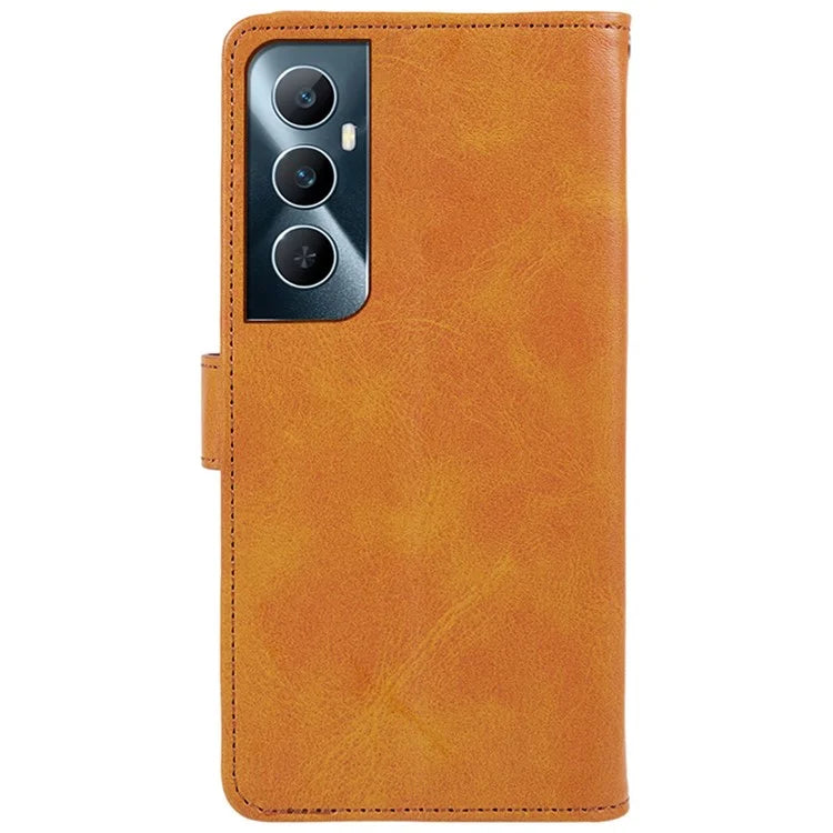 For Realme C65 4G Case Leather Calf Texture Busines Phone Cover with Card Holders Stand Function