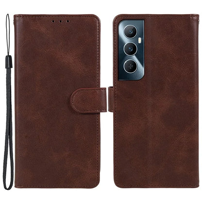 For Realme C65 4G Case Leather Calf Texture Busines Phone Cover with Card Holders Stand Function