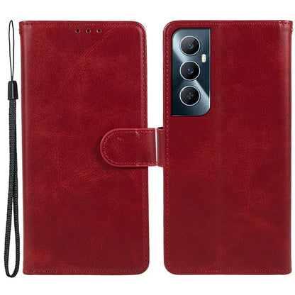 For Realme C65 4G Case Leather Calf Texture Busines Phone Cover with Card Holders Stand Function