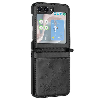 For Samsung Galaxy Z Flip6 5G Case Butterfly Flower Imprinted Leather Phone Cover