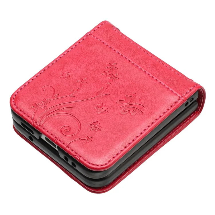 For Samsung Galaxy Z Flip6 5G Case Butterfly Flower Imprinted Leather Phone Cover