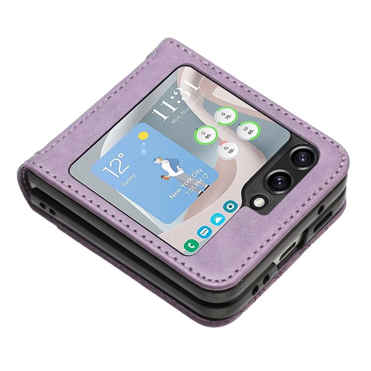 For Samsung Galaxy Z Flip6 5G Case Butterfly Flower Imprinted Leather Phone Cover