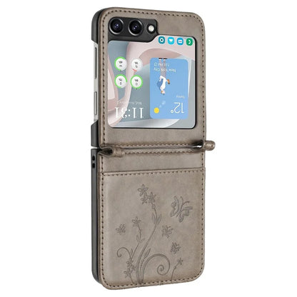 For Samsung Galaxy Z Flip6 5G Case Butterfly Flower Imprinted Leather Phone Cover