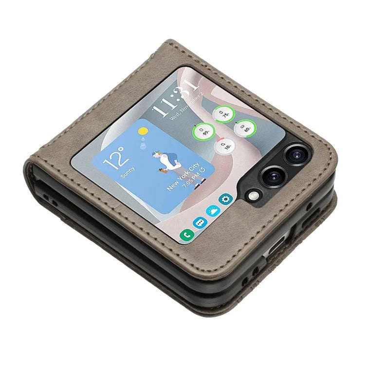 For Samsung Galaxy Z Flip6 5G Case Butterfly Flower Imprinted Leather Phone Cover