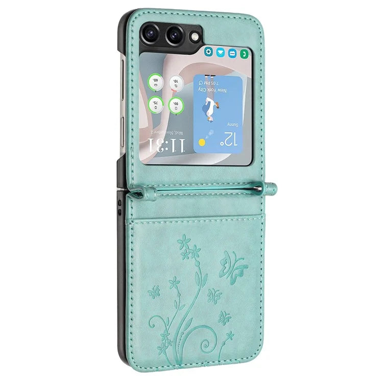 For Samsung Galaxy Z Flip6 5G Case Butterfly Flower Imprinted Leather Phone Cover