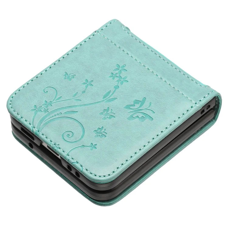 For Samsung Galaxy Z Flip6 5G Case Butterfly Flower Imprinted Leather Phone Cover