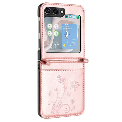 For Samsung Galaxy Z Flip6 5G Case Butterfly Flower Imprinted Leather Phone Cover